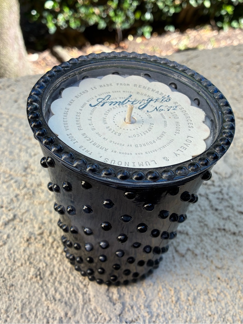 Simpatico Ambergris Scent No. 72 Hobnail Glass Scented Candle